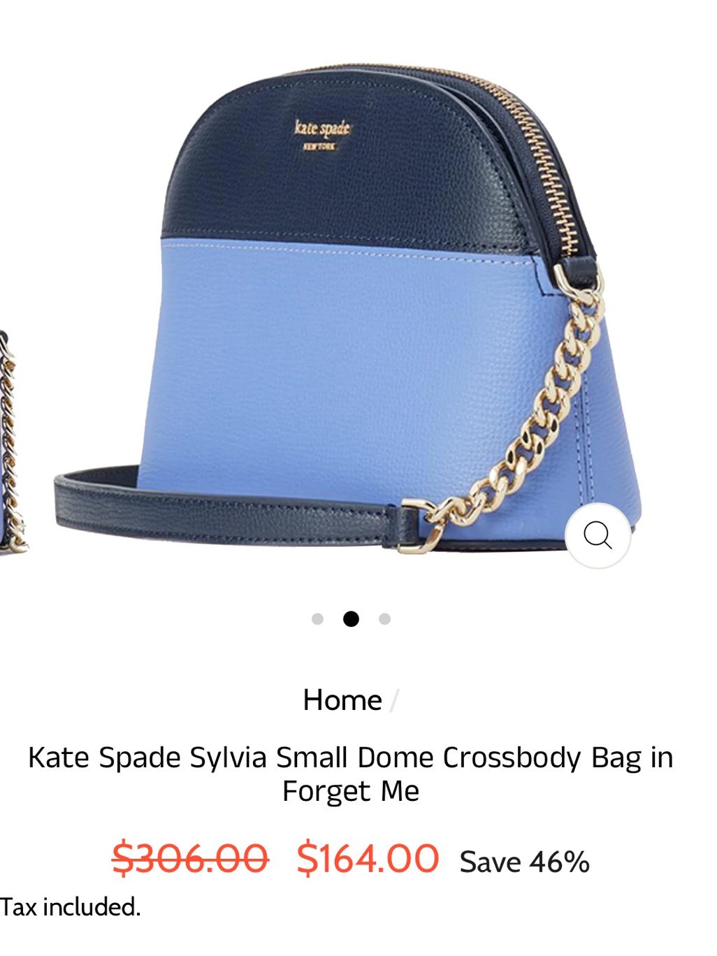 Kate Spade Sylvia Small Two-Tone Blue Dome Crossbody With Gold Chain